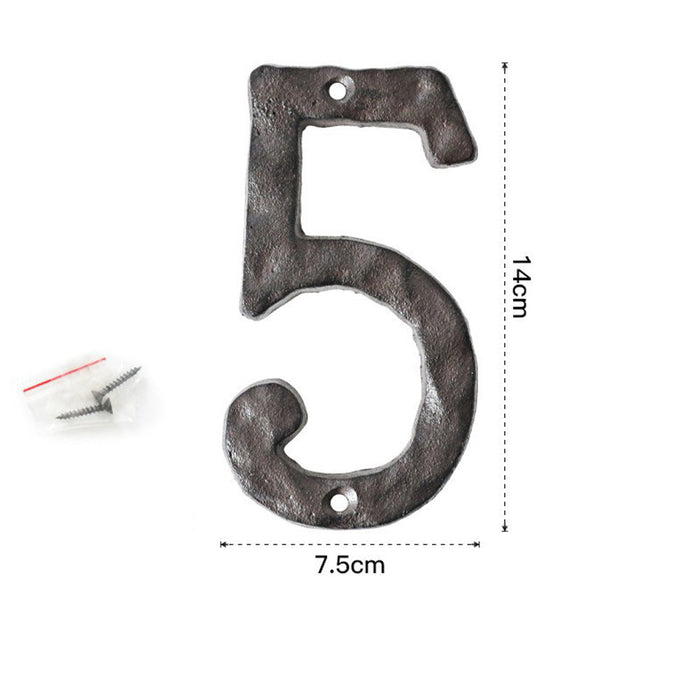 5 Inch Antique Cast Wrought Iron House Door Numbers -Homdiy