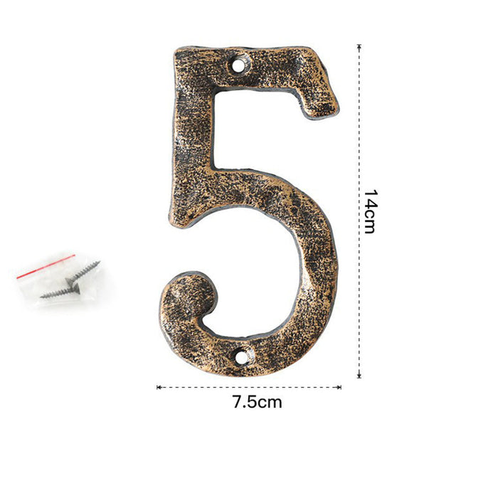 5 Inch Antique Cast Wrought Iron House Door Numbers -Homdiy