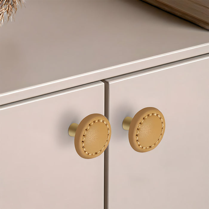 Modern Colorful Leather Cabinet Drawer Knobs