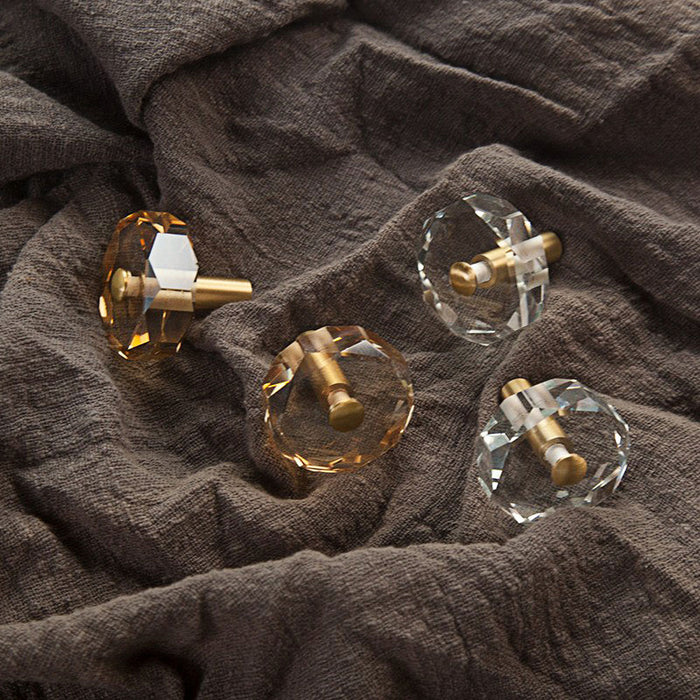 Modern Crystal Brass Kitchen Cabinet Knobs