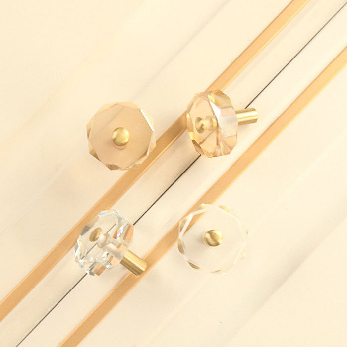 Modern Crystal Brass Kitchen Cabinet Knobs