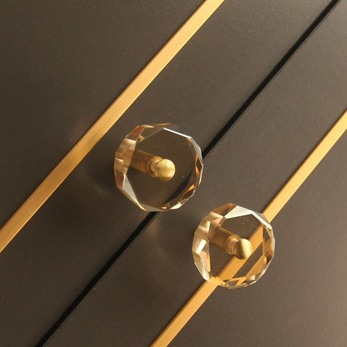 Modern Crystal Brass Kitchen Cabinet Knobs