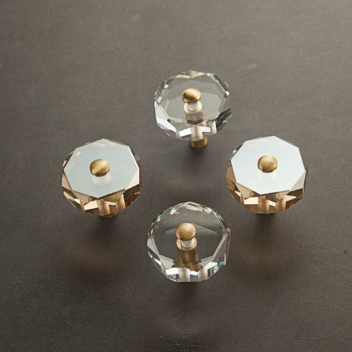 Modern Crystal Brass Kitchen Cabinet Knobs