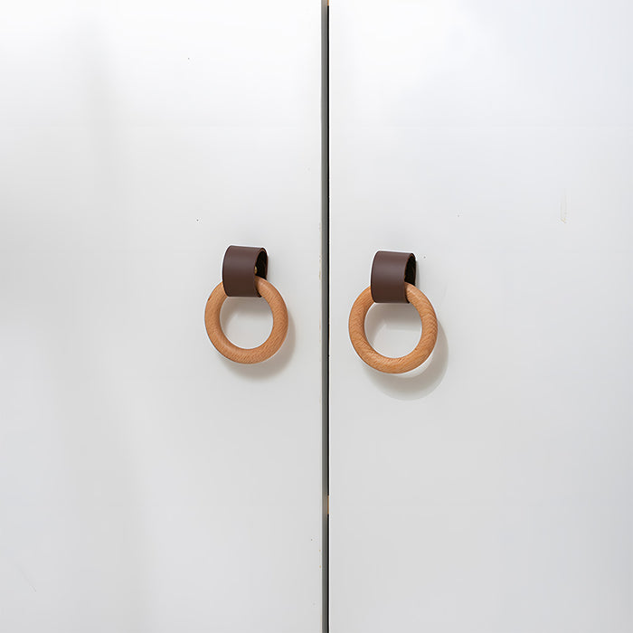 wood ring leather knob