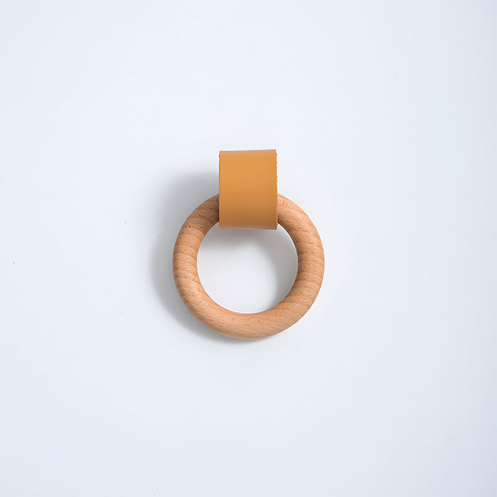 wood ring leather knob