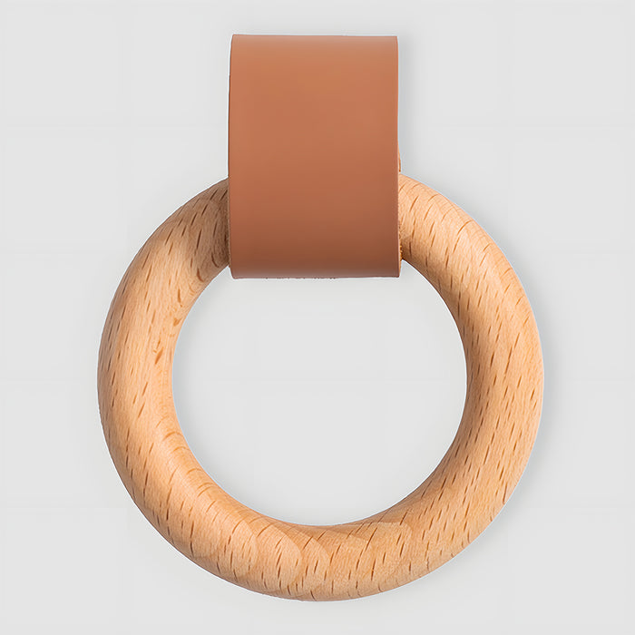 wood ring leather knob