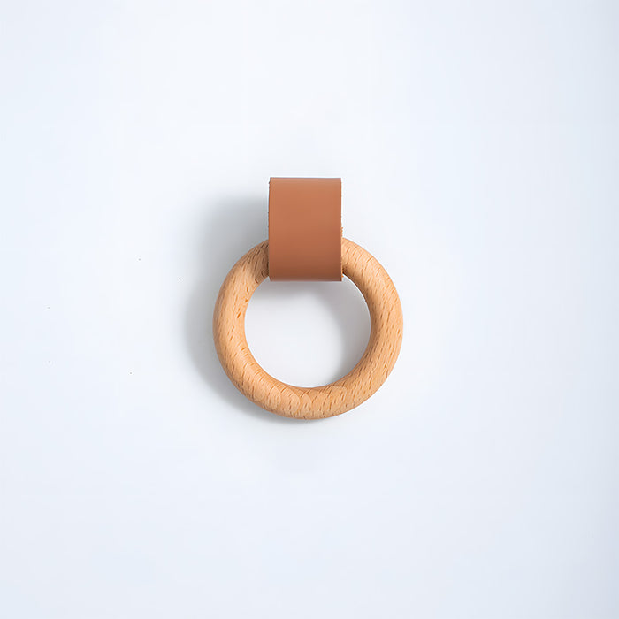 wood ring leather knob