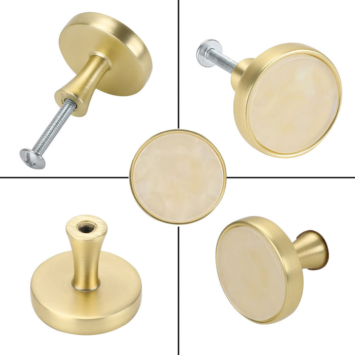 Modern Round Brushed Brass Drawer Knobs for Kitchen — Goldenwarm