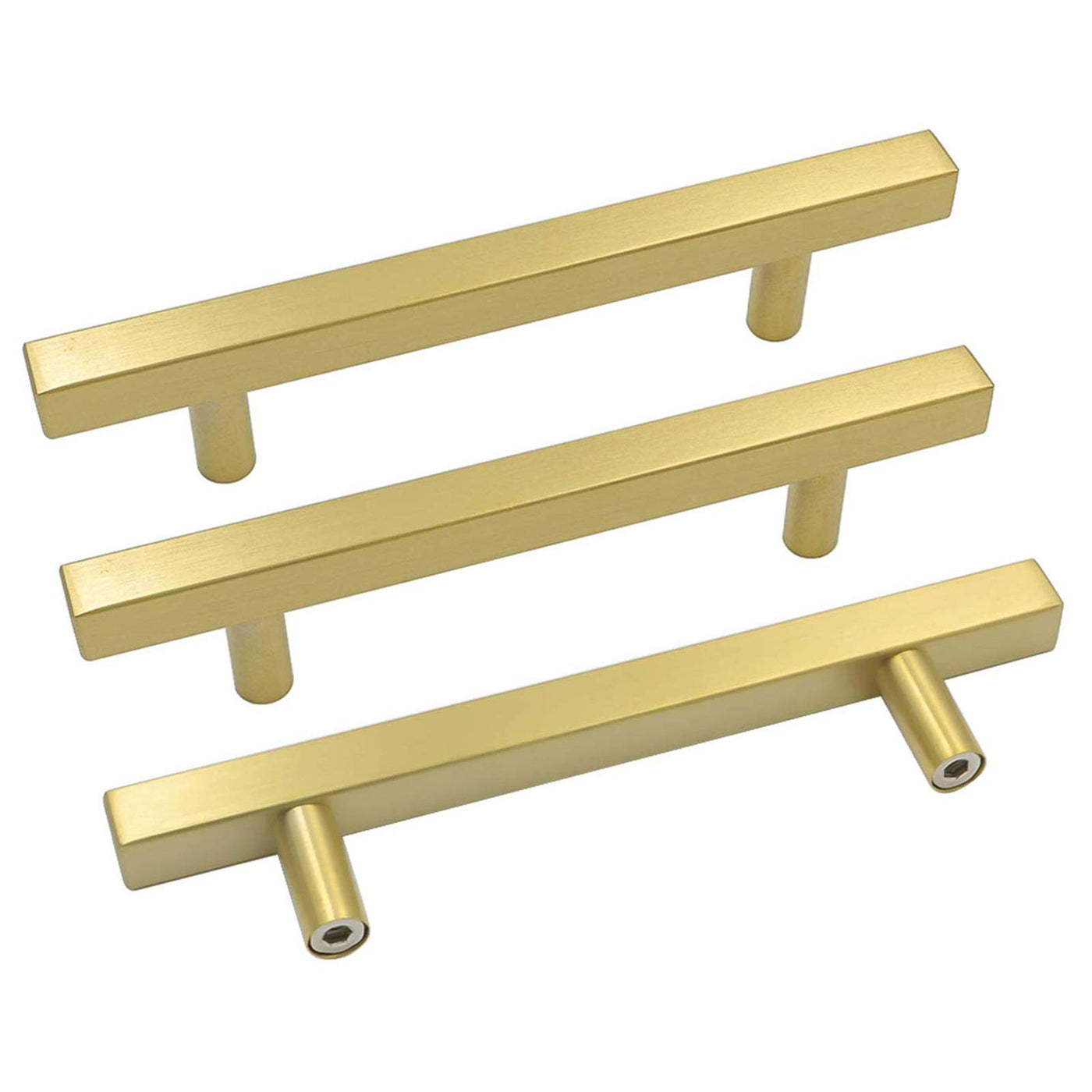 Gold Cabinet Pulls Square Brushed Gold Handles For Kitchen — Goldenwarm