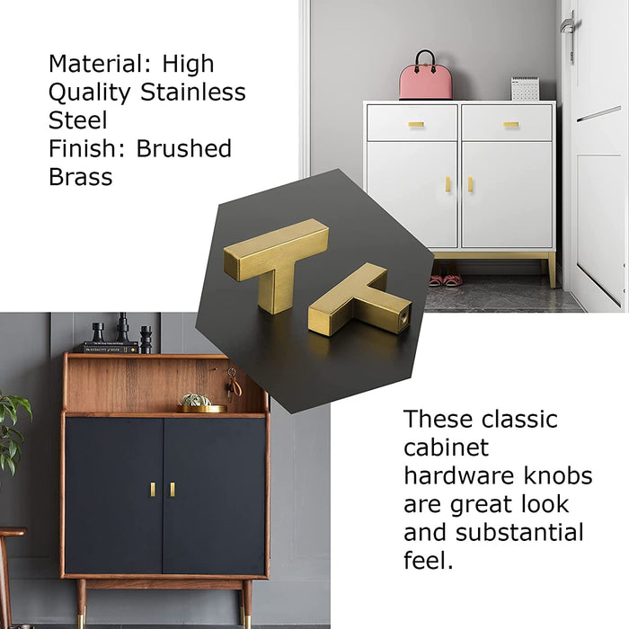 15x Brushed Brass Drawer Pulls Kitchen Cabinet Handles - Gold